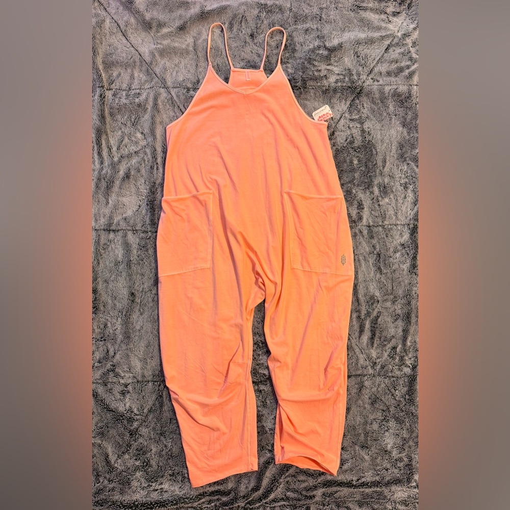 NWT FP Movement Hot Shot Onesie Jumpsuit in Pastel Peach / Orange